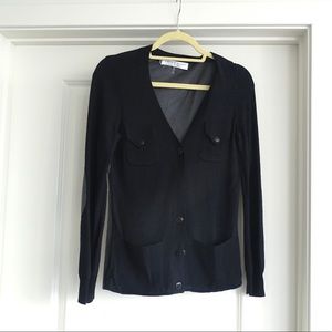 Trina Turk size S cardigan with suede back/ elbow